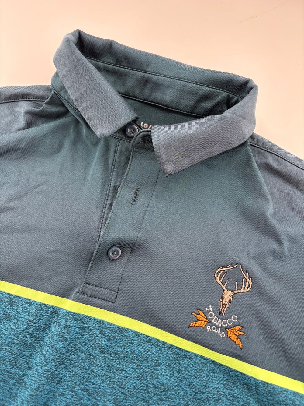 Under Armour Tobacco Road GC Golf Polo Men's L Teal Navy Colorblock